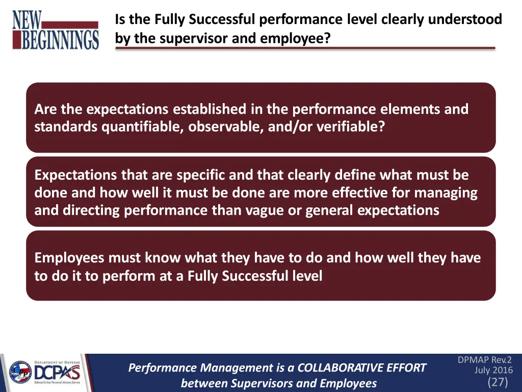 is the fully successful performance level clearly