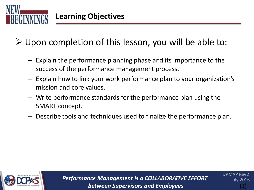 learning objectives