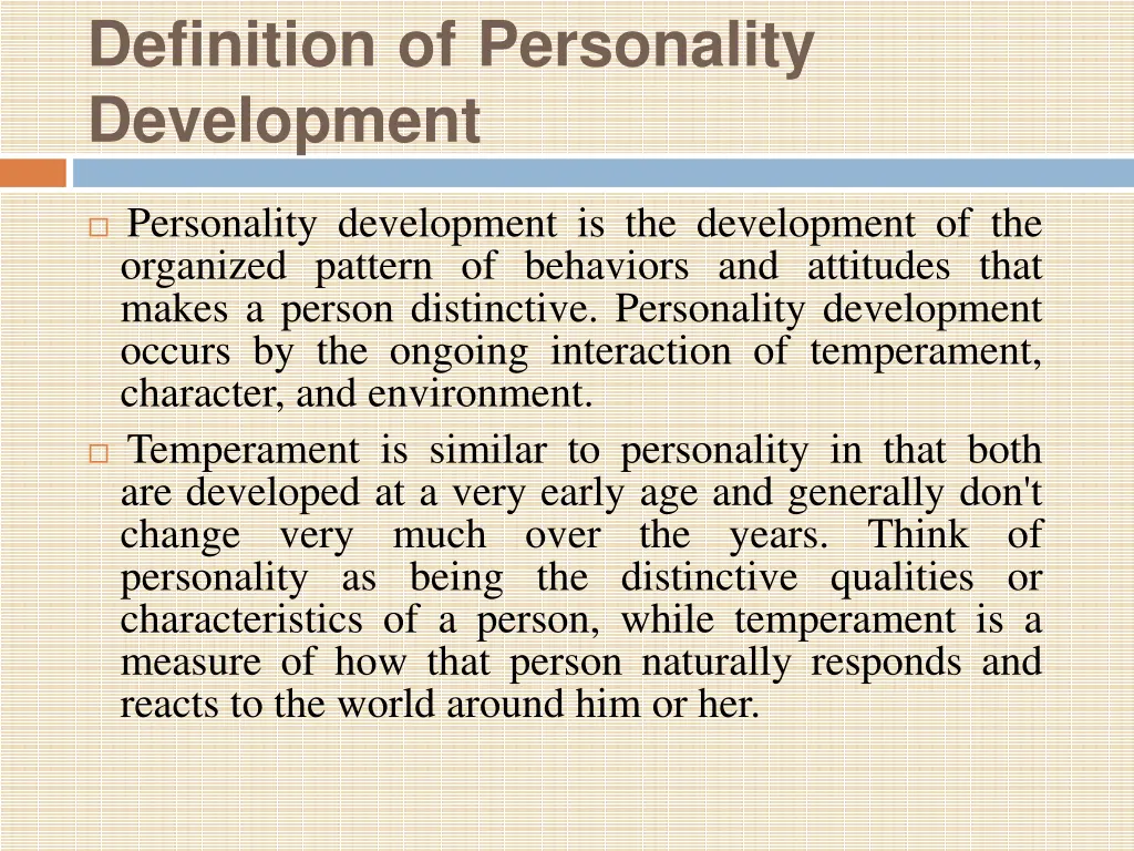 definition of personality development