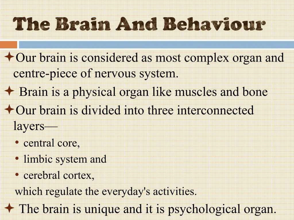 the brain and behaviour
