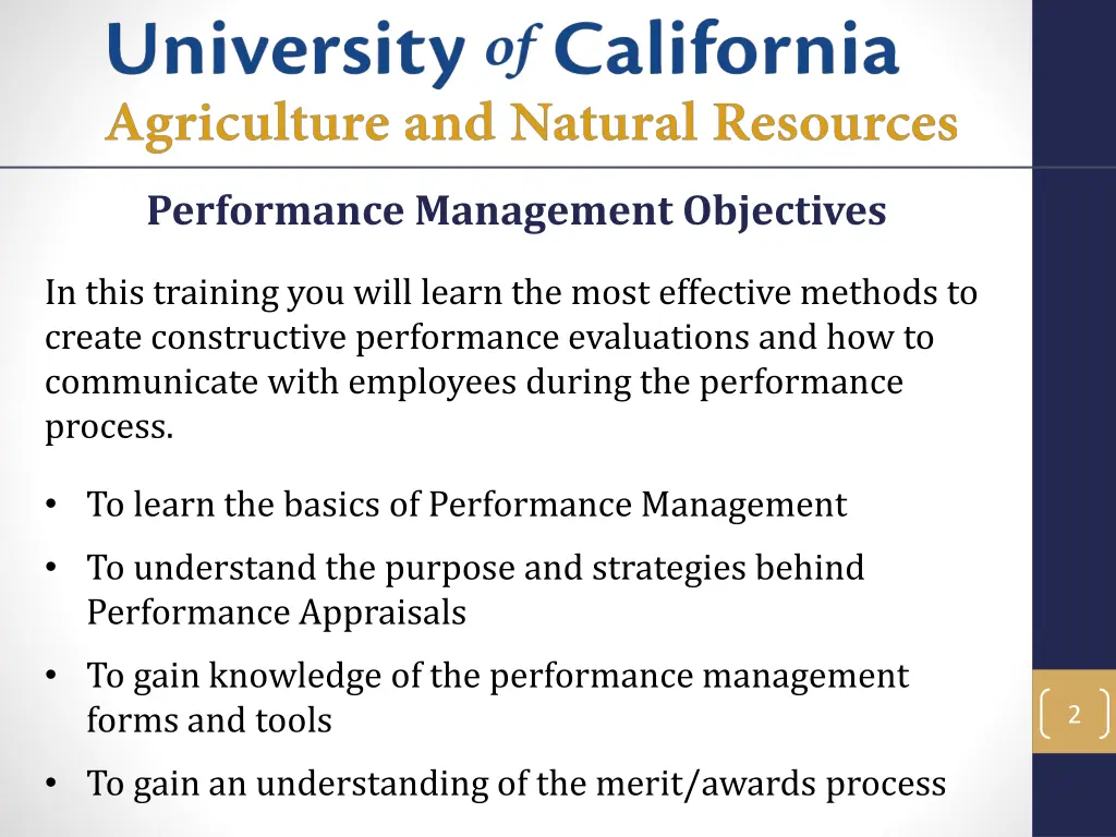 performance management objectives