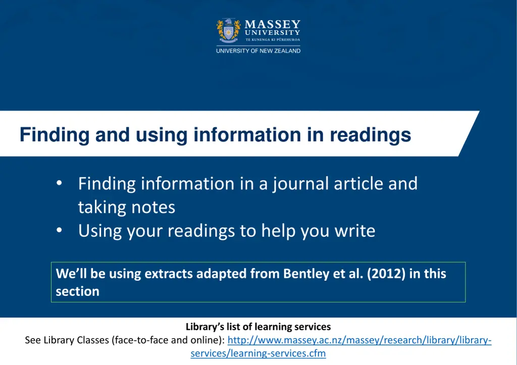 finding and using information in readings