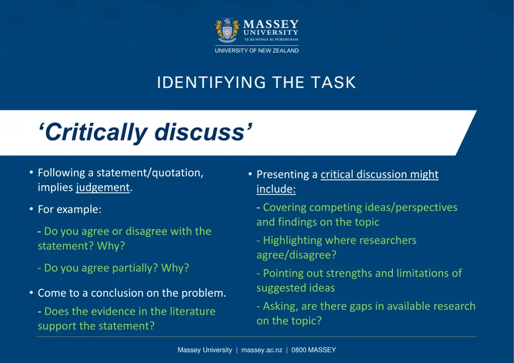 identifying the task