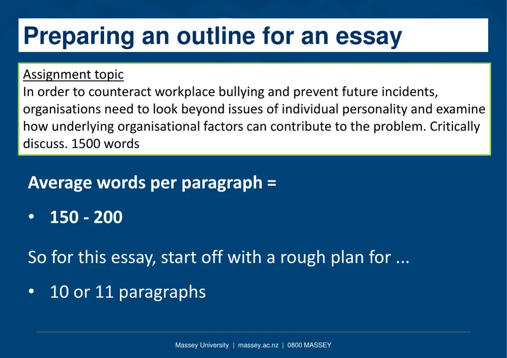preparing an outline for an essay