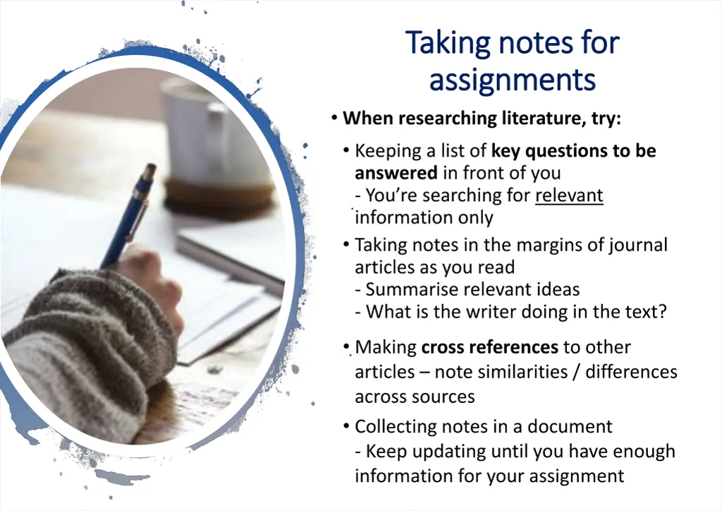 taking notes for taking notes for assignments