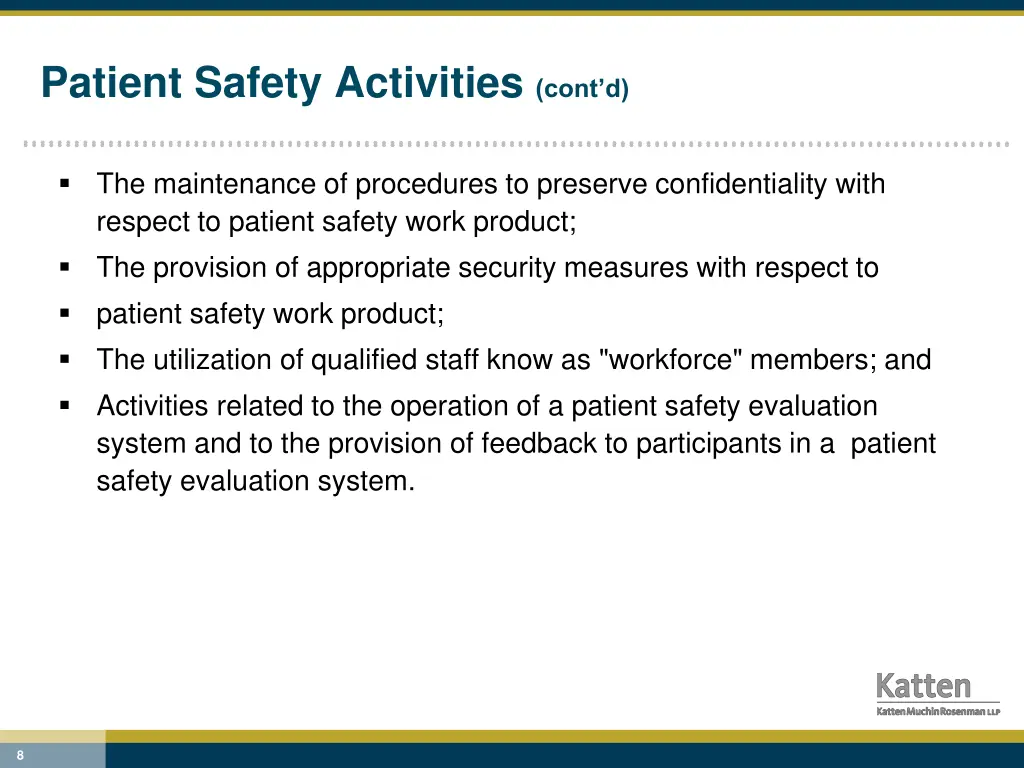 patient safety activities cont d