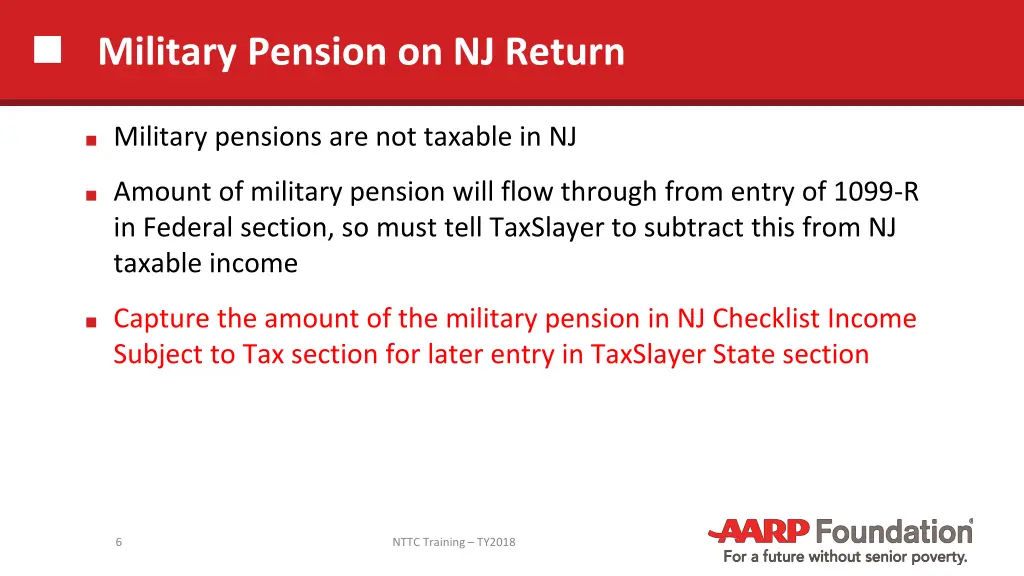 military pension on nj return