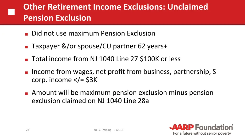other retirement income exclusions unclaimed