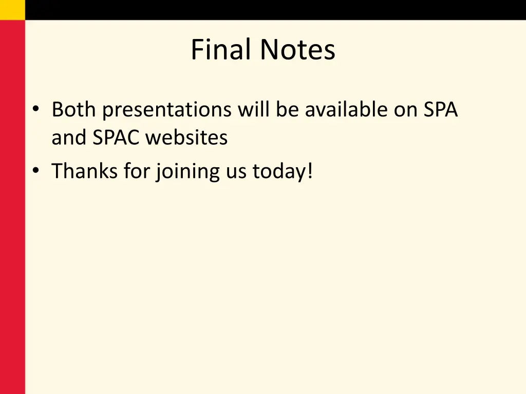 final notes