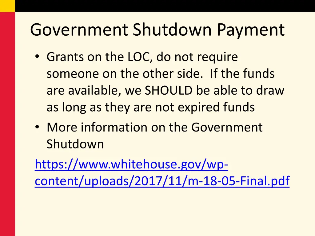government shutdown payment 1