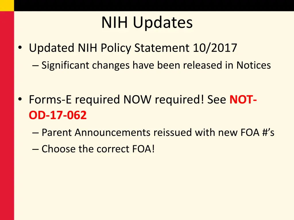 nih updates