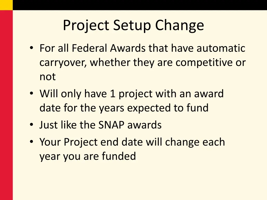 project setup change