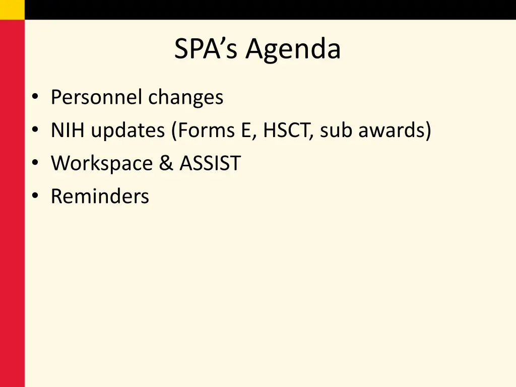 spa s agenda