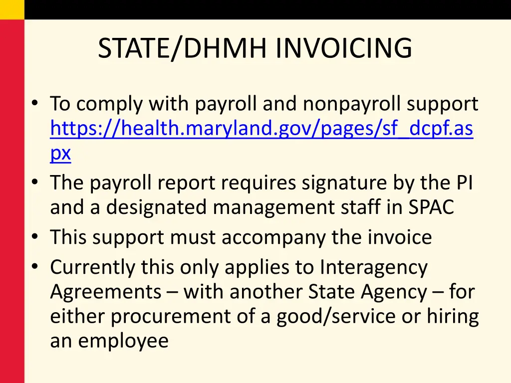 state dhmh invoicing
