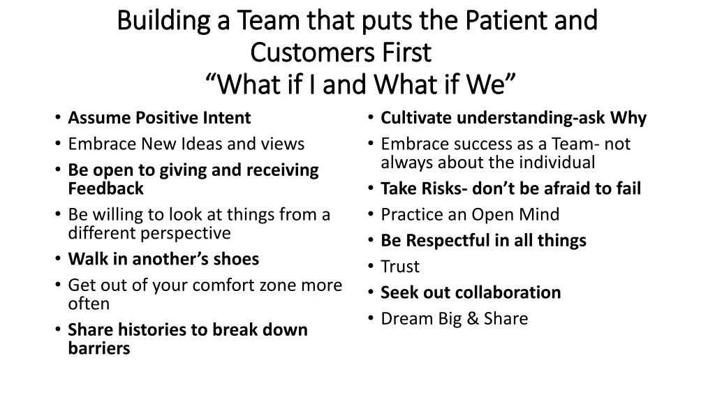building a team that puts the patient