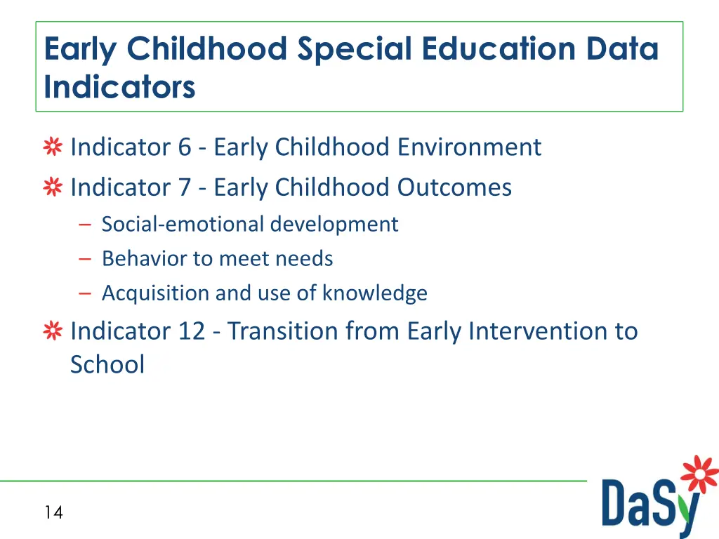 early childhood special education data indicators
