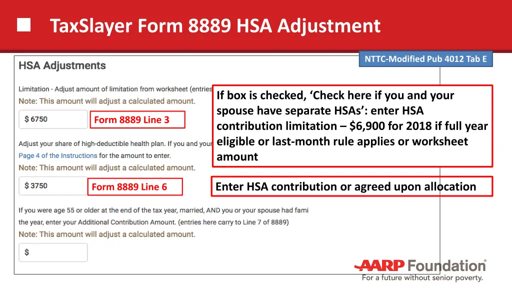 taxslayer form 8889 hsa adjustment