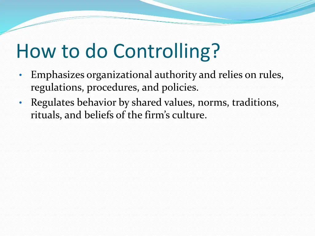 how to do controlling