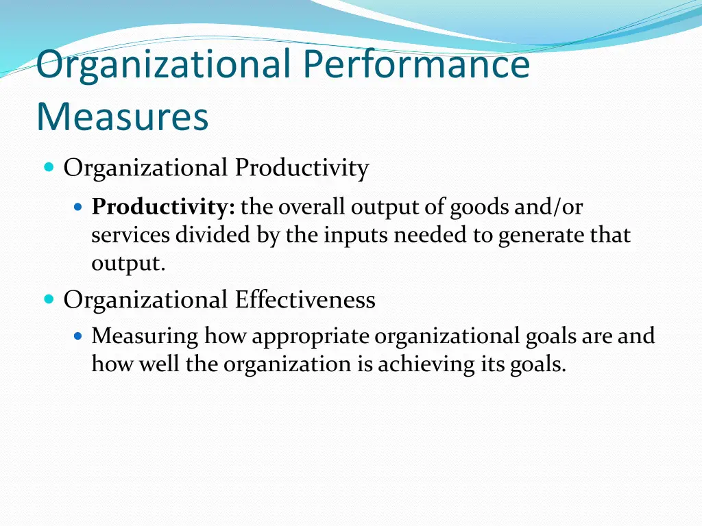 organizational performance measures