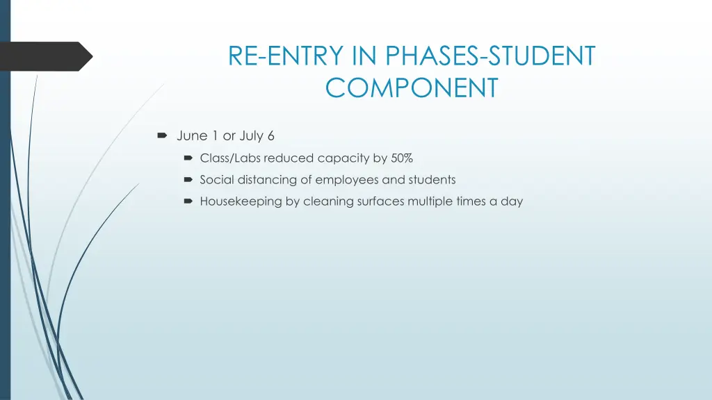 re entry in phases student component
