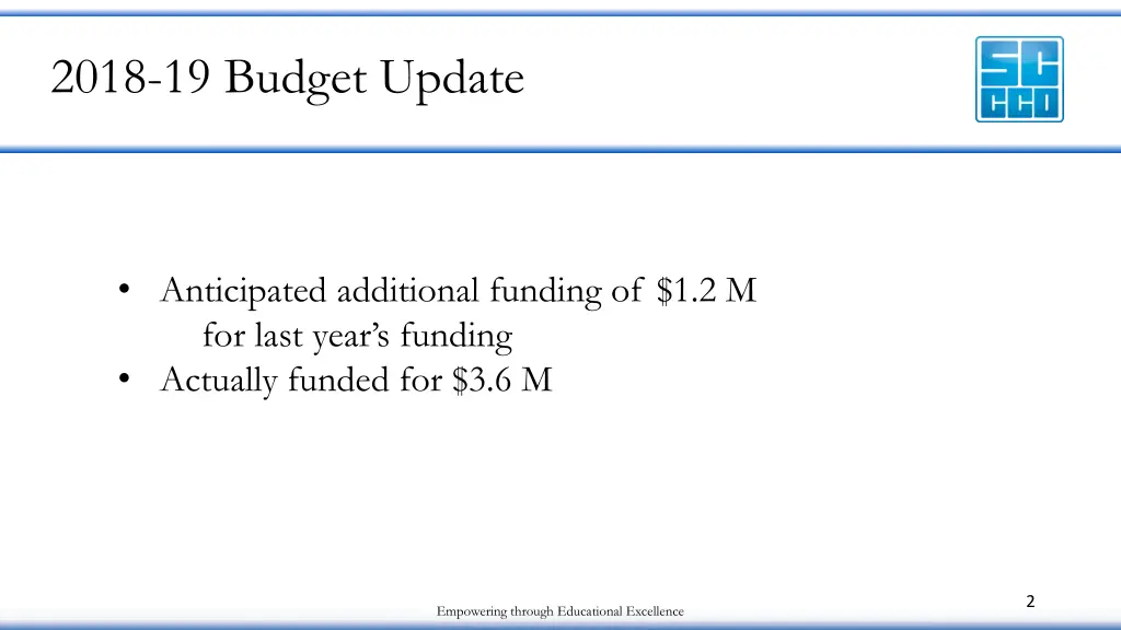 2018 19 budget update
