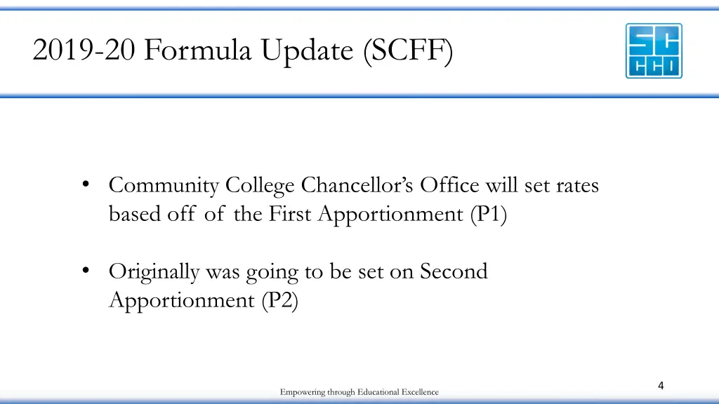 2019 20 formula update scff