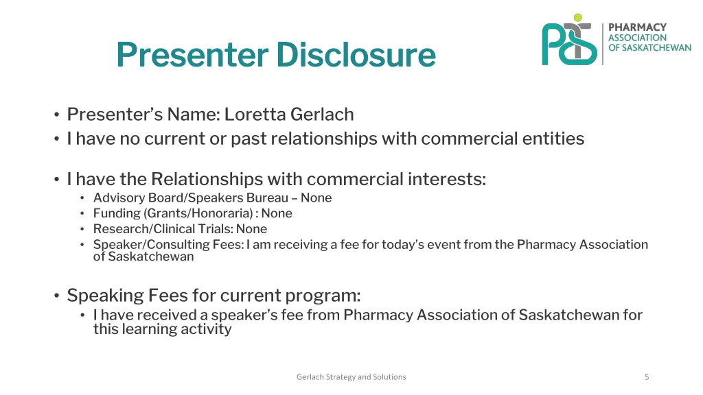 presenter disclosure presenter disclosure