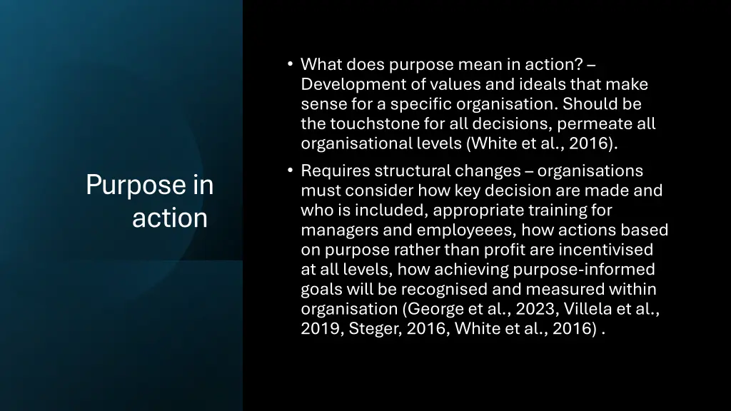 what does purpose mean in action development