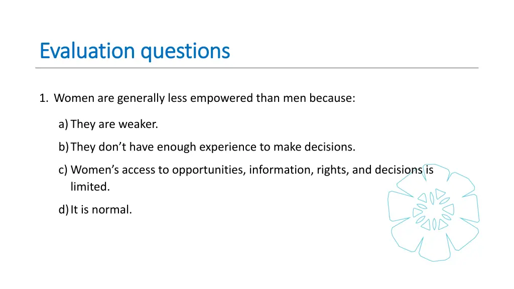 evaluation questions evaluation questions 1