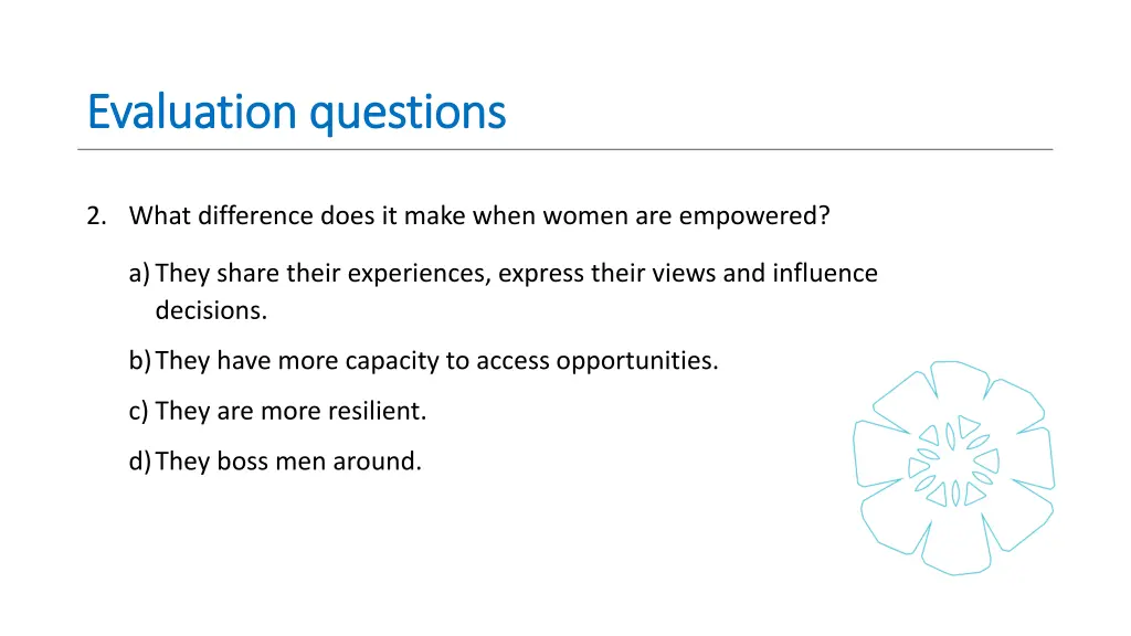 evaluation questions evaluation questions 2