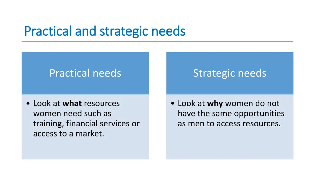 practical and strategic needs practical