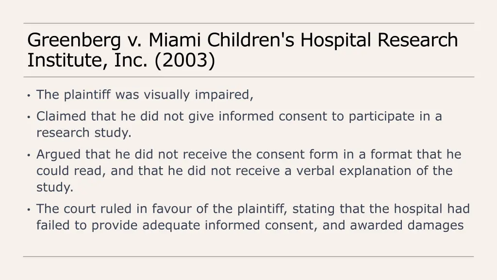 greenberg v miami children s hospital research