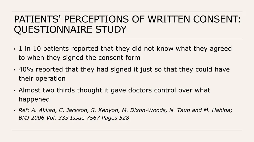 patients perceptions of written consent