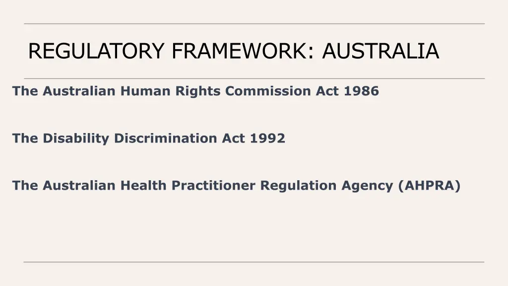 regulatory framework australia
