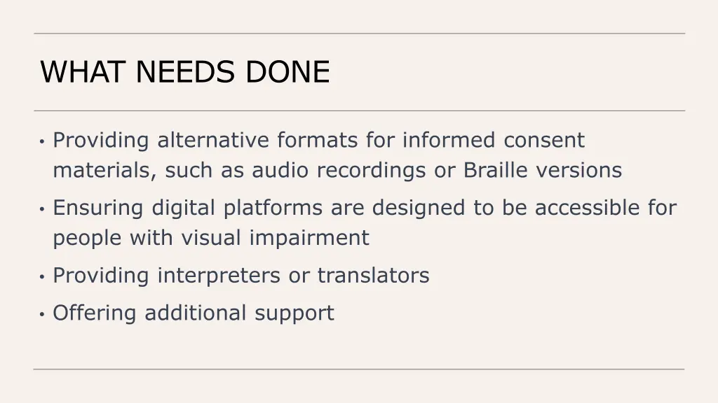 what needs done