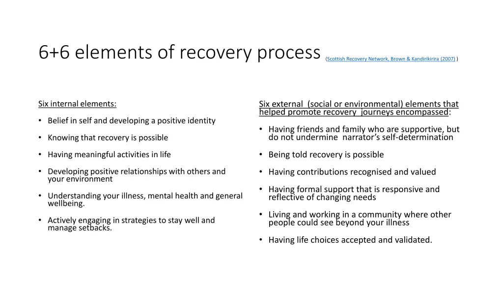 6 6 elements of recovery process