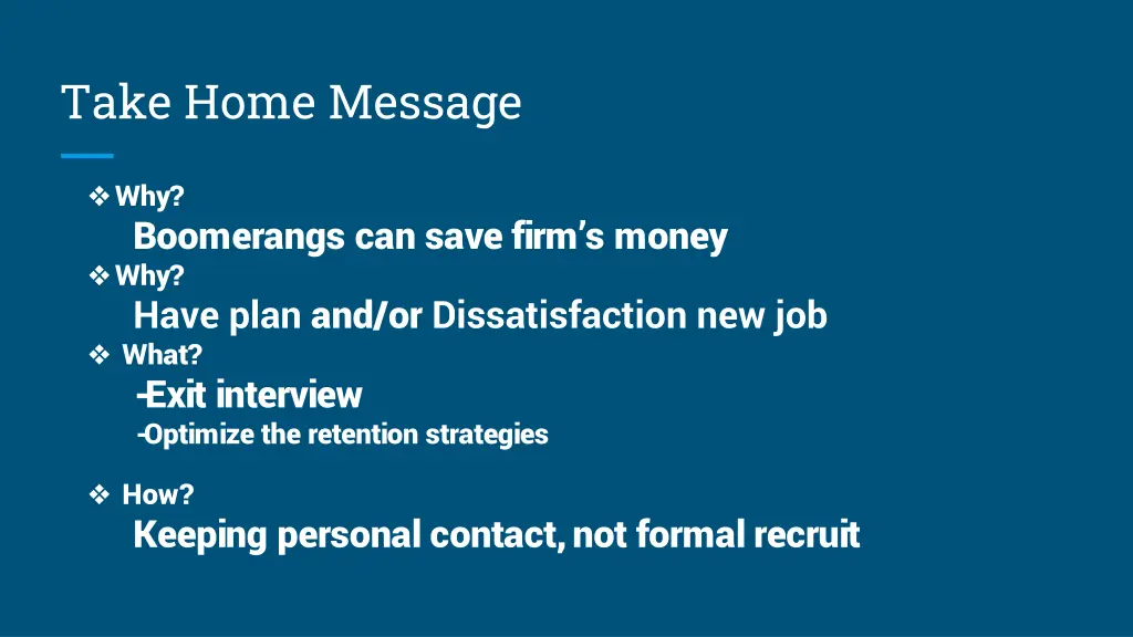 take home message 1