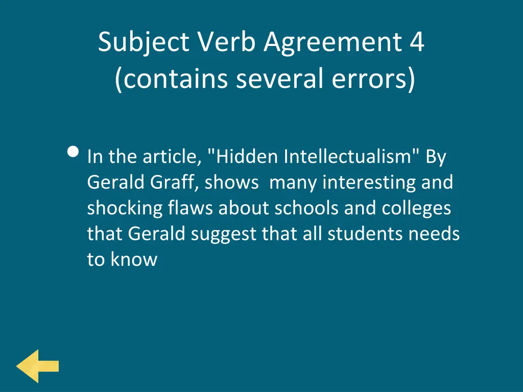 subject verb agreement 4 contains several errors