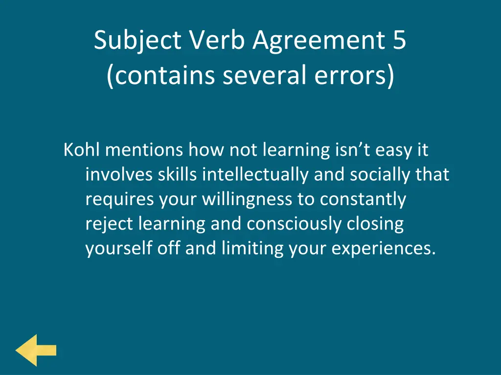 subject verb agreement 5 contains several errors