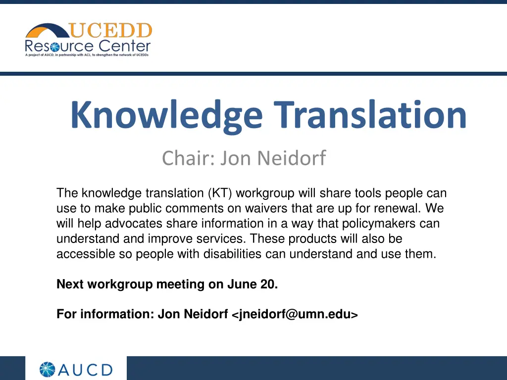 knowledge translation chair jon neidorf