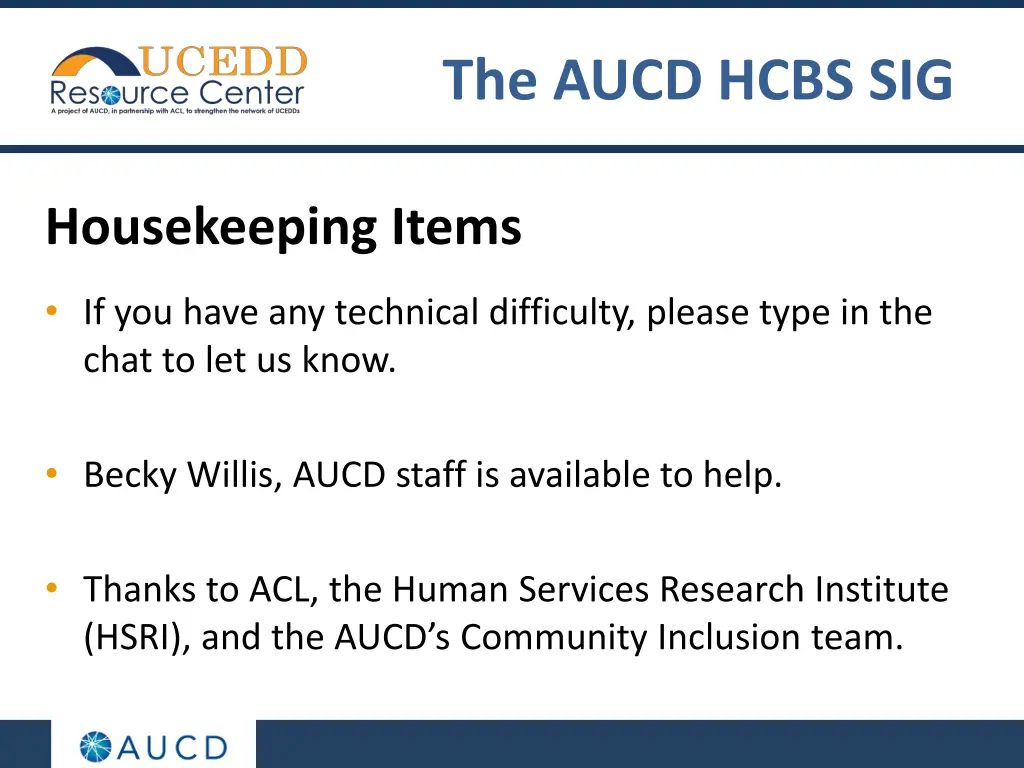 the aucd hcbs sig
