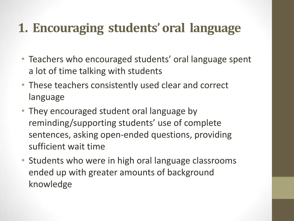 1 encouraging students oral language
