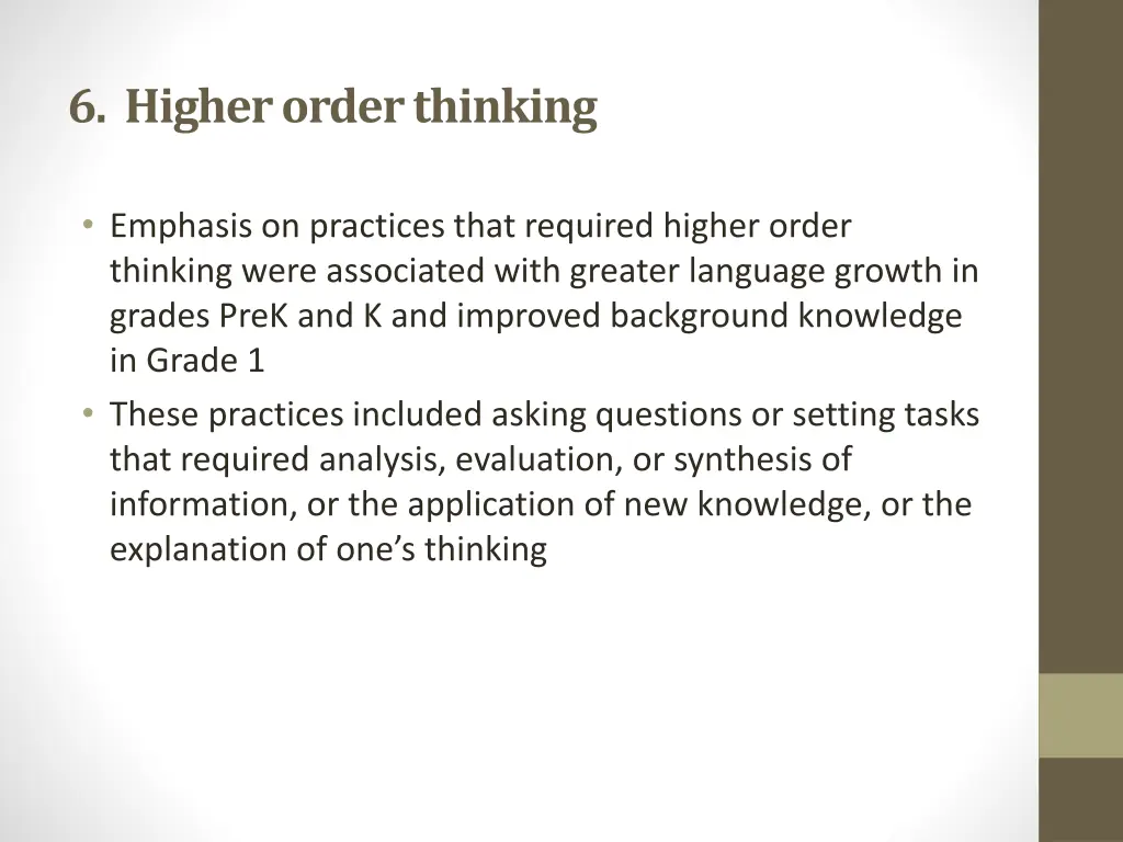 6 higher order thinking
