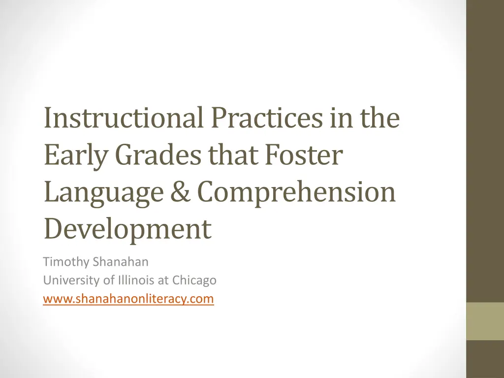 instructional practices in the early grades that 1