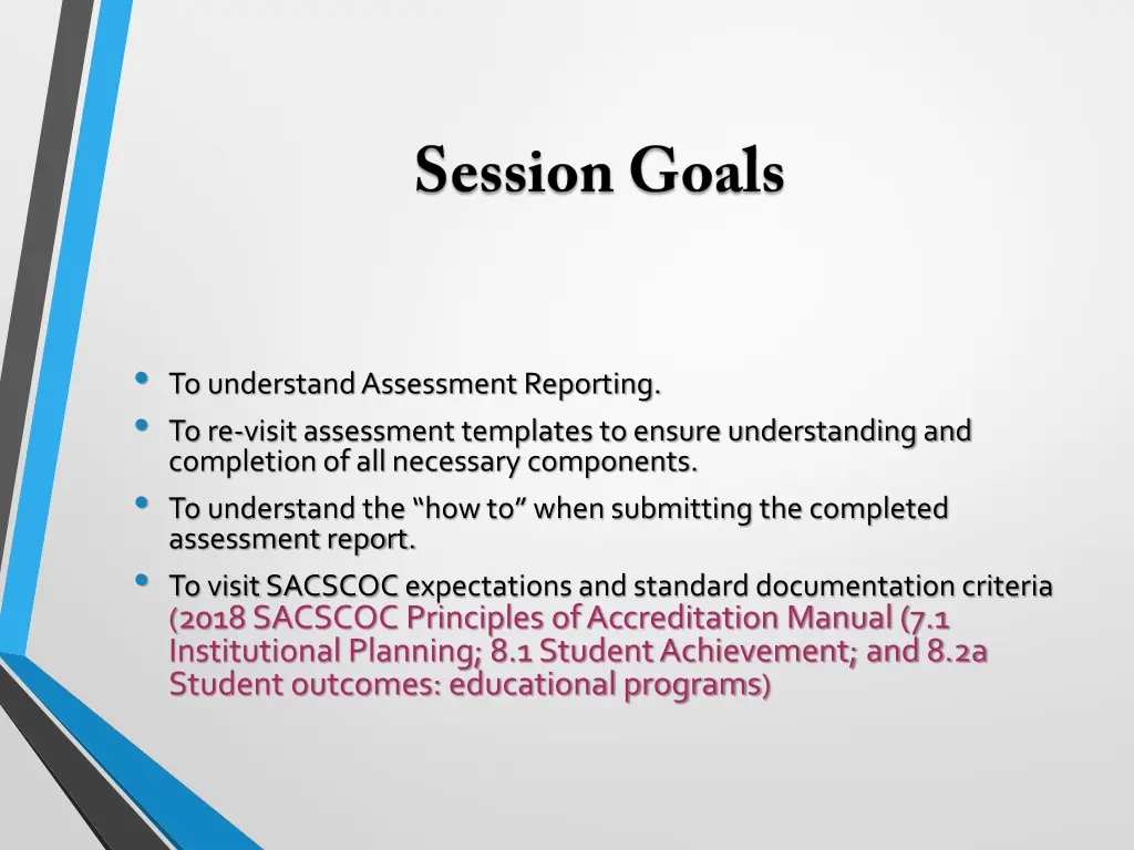 to understand assessment reporting to re visit