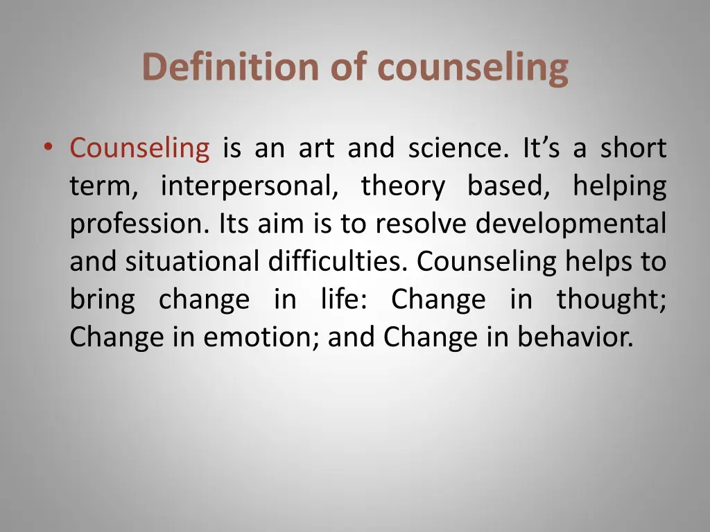definition of counseling