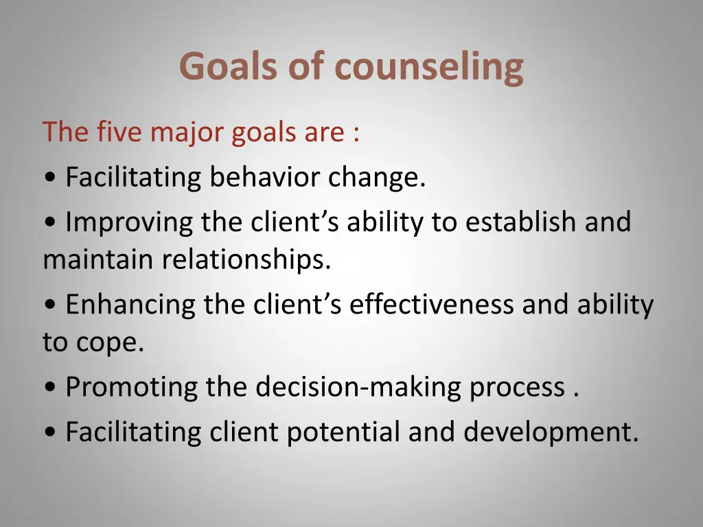 goals of counseling