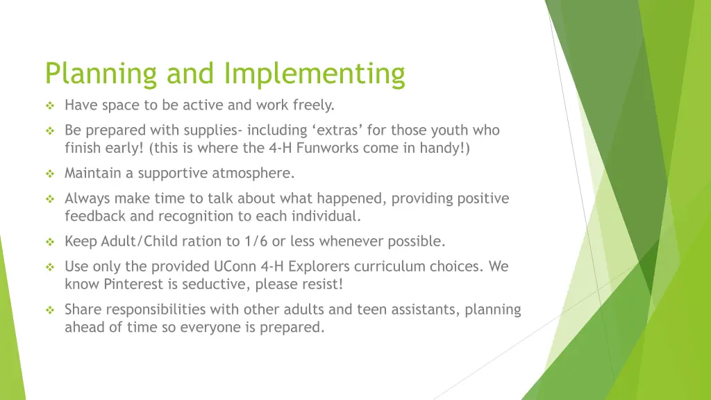 planning and implementing