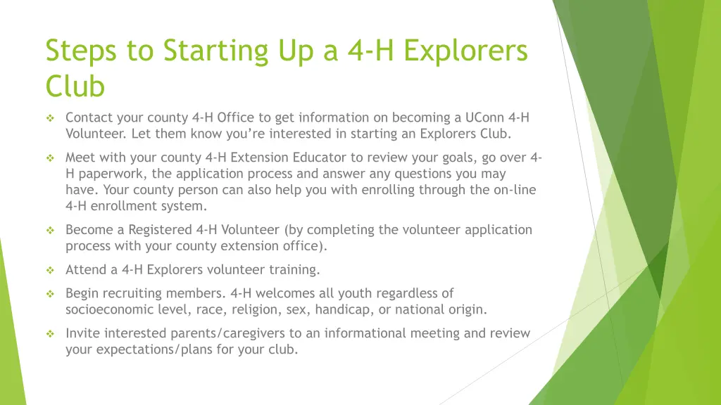 steps to starting up a 4 h explorers club
