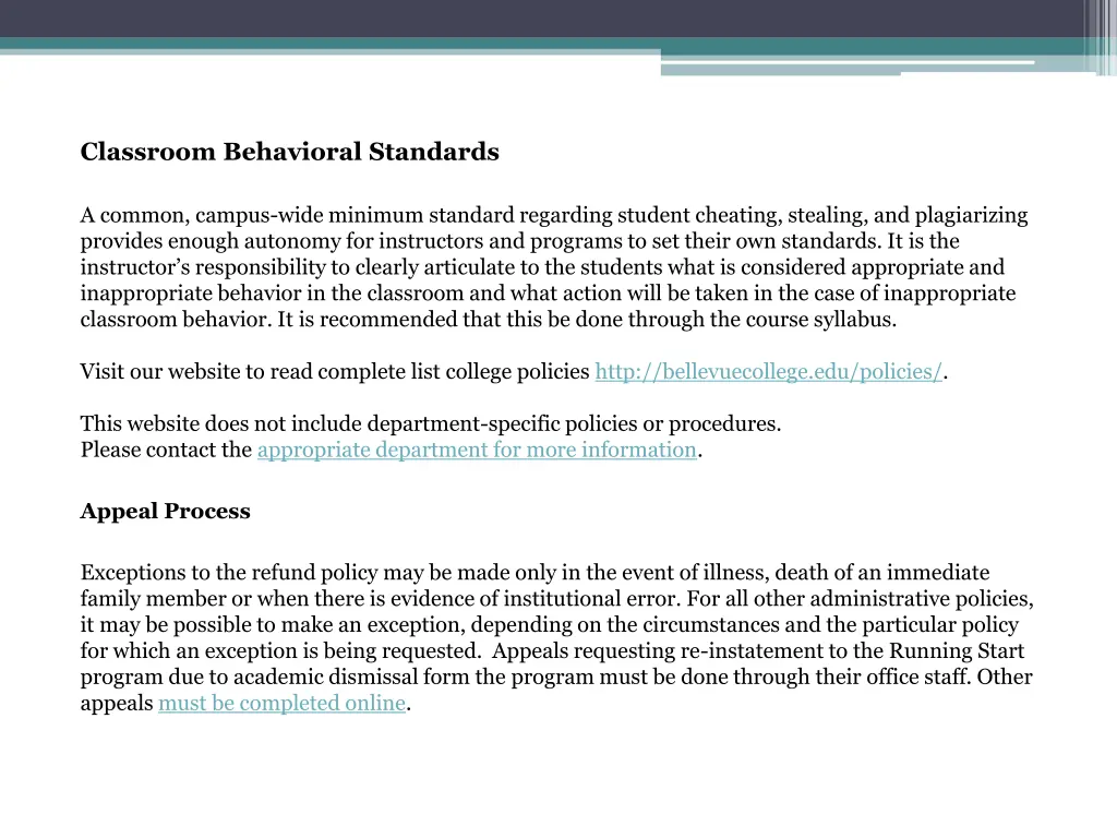 classroom behavioral standards